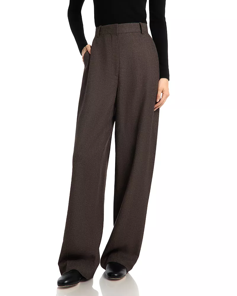Toteme High Rise Wide Leg Press Pleat Pants