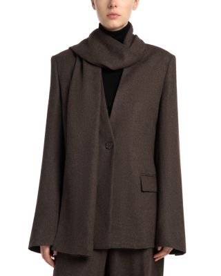 Scarf Lapel Single Button Blazer