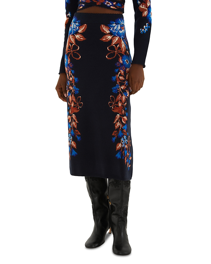 Farm Rio Bow Garden Knit Midi Skirt