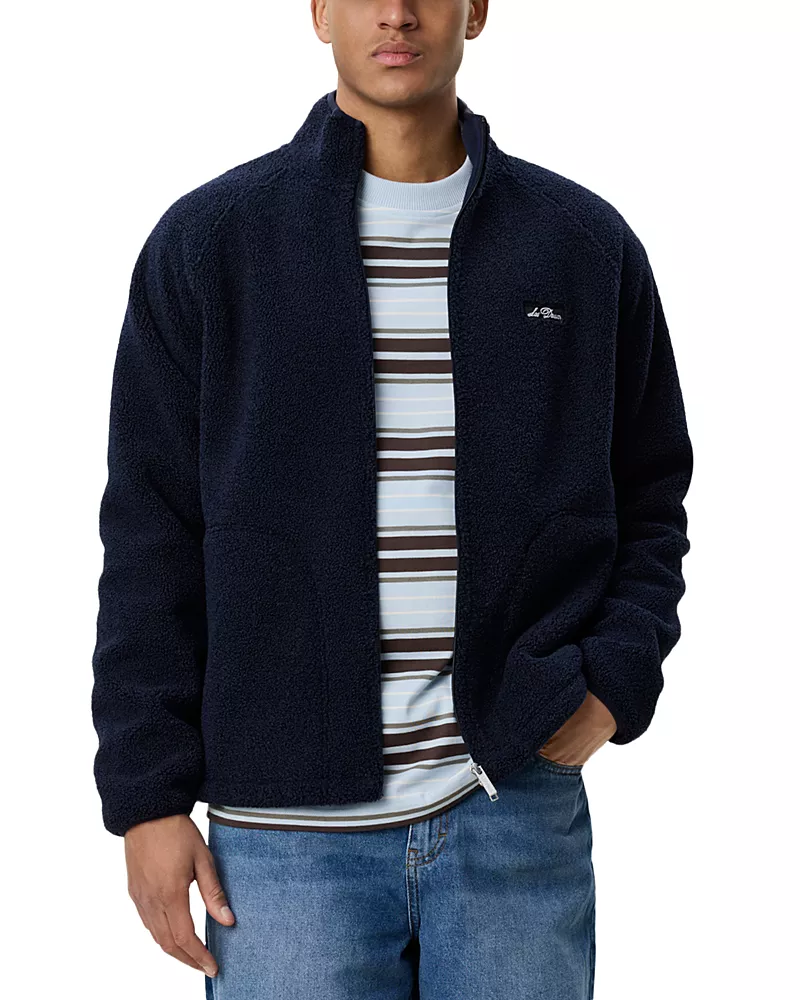 Les Deux Logo Patch Zip Teddy Jacket