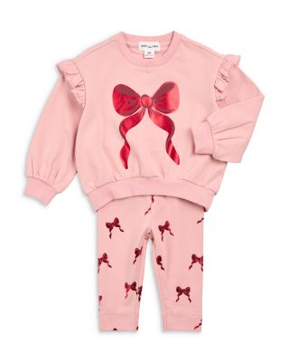Girls' Foil Holiday Bow Sweatshirt & Bow Print Leggings Set - Baby