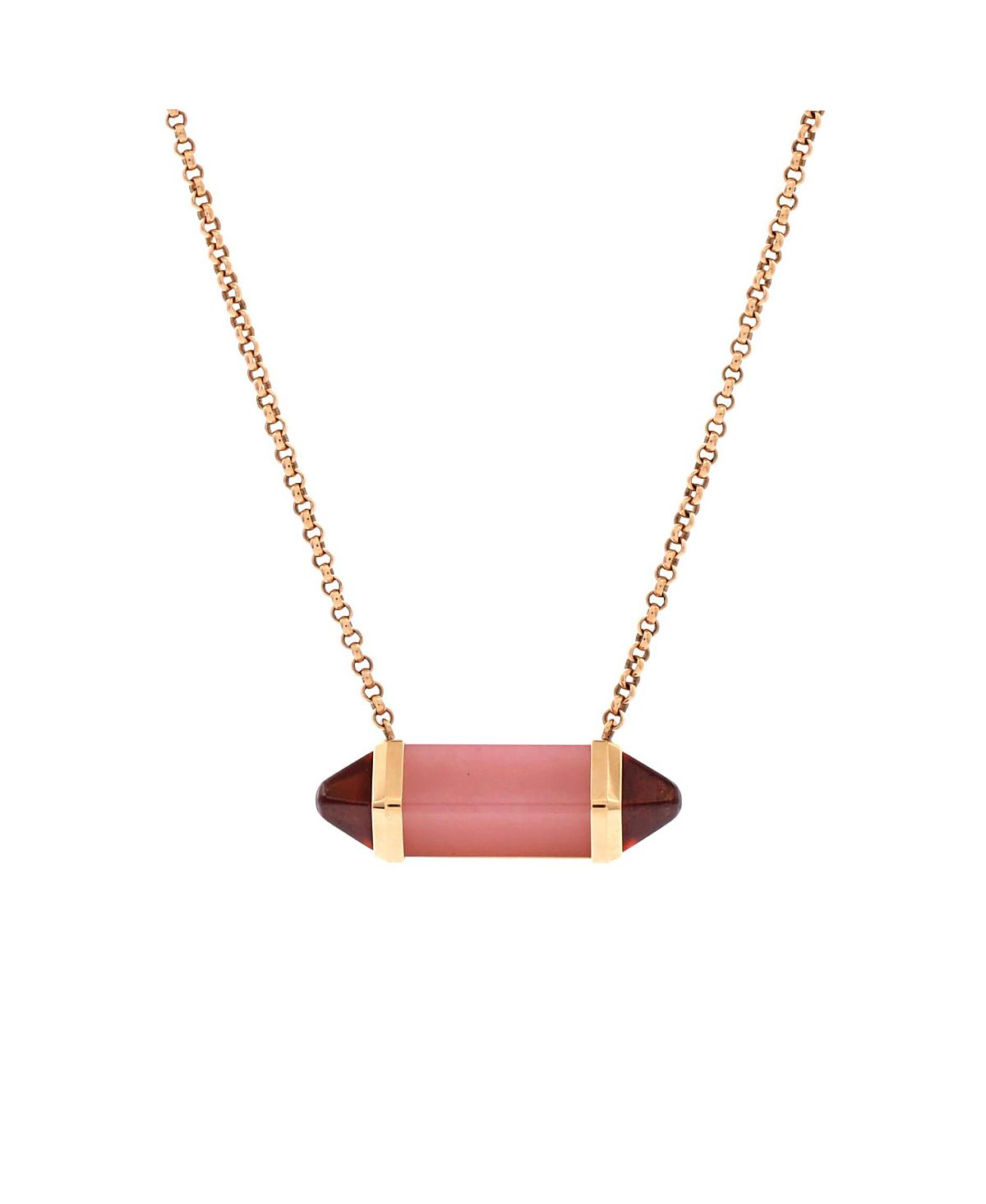 Pre-Owned Cartier Medium Les Berlingots de Cartier Pendant Necklace 18K Rose Gold with Pink Chalcedony and Garnets