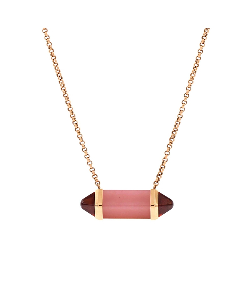 Pre-Owned Cartier Medium Les Berlingots de Cartier Pendant Necklace 18K Rose Gold with Pink Chalcedony and Garnets, 18