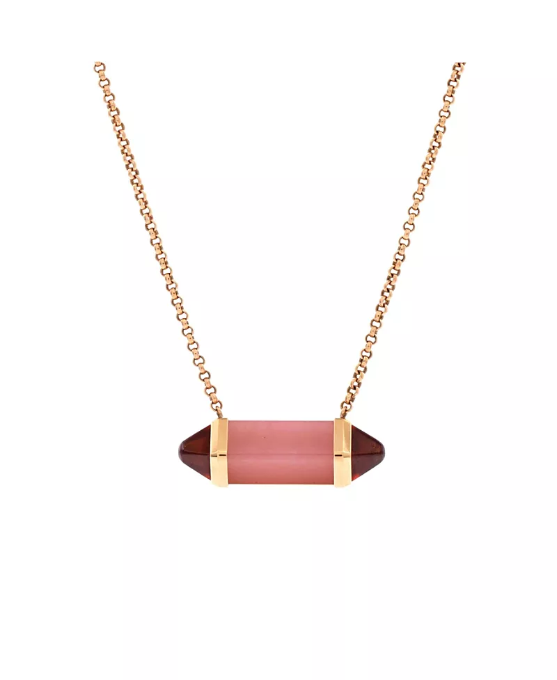 Pre-Owned Cartier Medium Les Berlingots de Cartier Pendant Necklace 18K Rose Gold with Pink Chalcedony and Garnets, 18