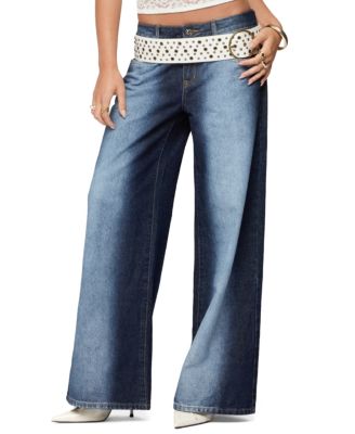 Edikted Ema Bleach Washed Low Rise Baggy Jeans