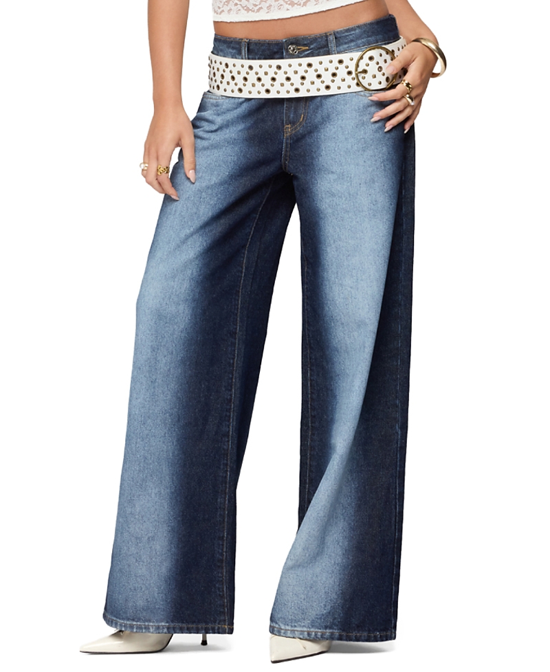 Edikted Ema Bleach Washed Low Rise Baggy Jeans