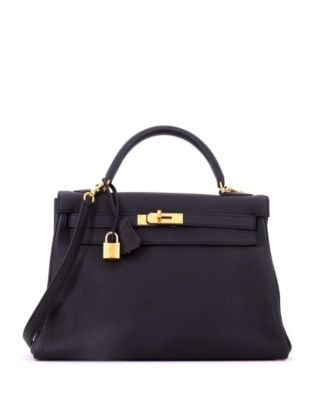 Kelly 32 Handbag Black Togo with Gold Hardware