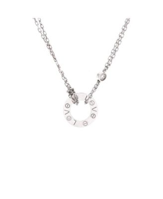  2 Diamonds Love Pendant Necklace 18K White Gold with Diamonds, 16"