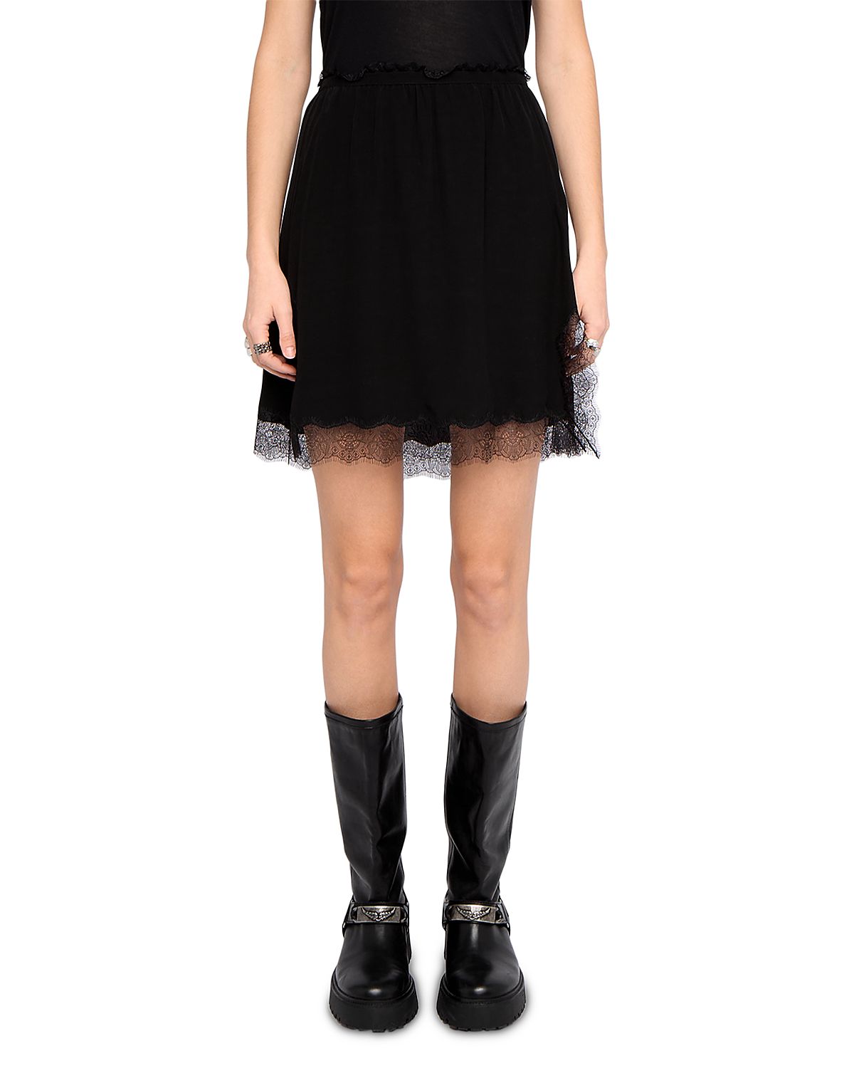 Zadig & Voltaire Jarvisa Lace Hem Mini Skirt