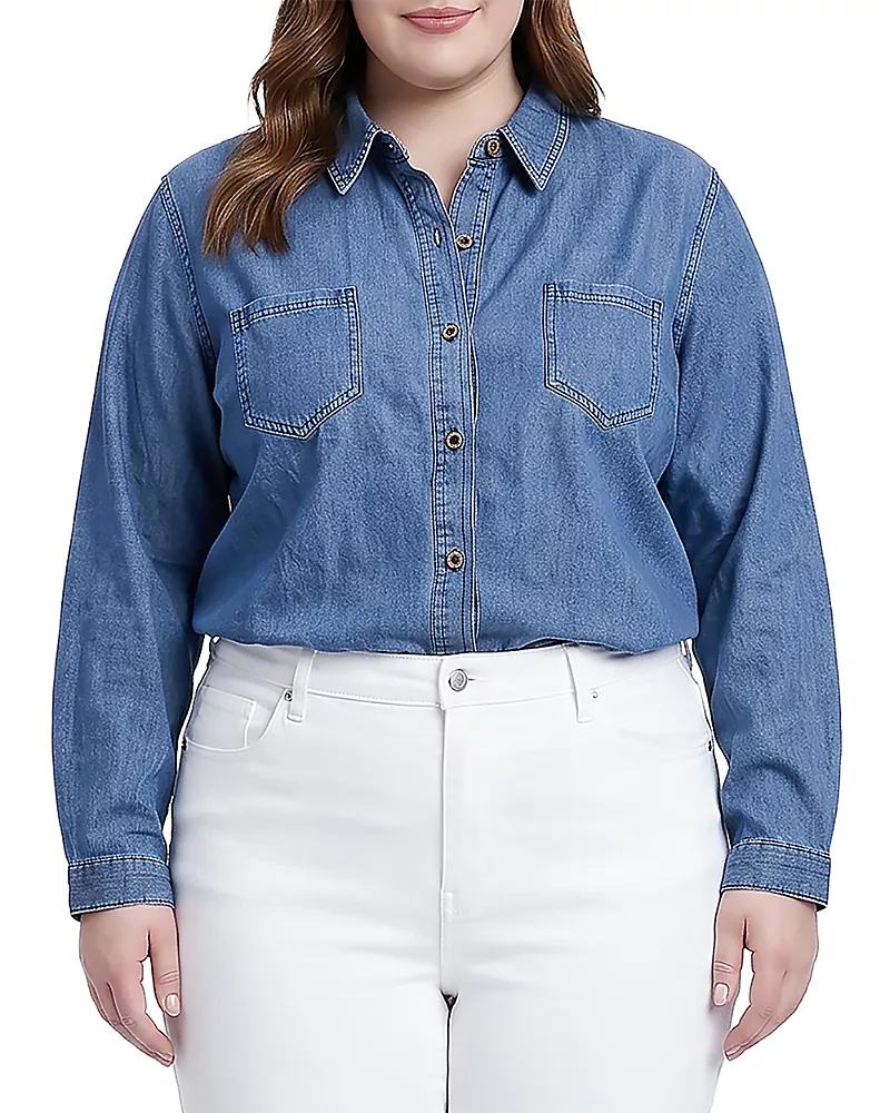 standards & practices Plus Denim Button Front Shirt