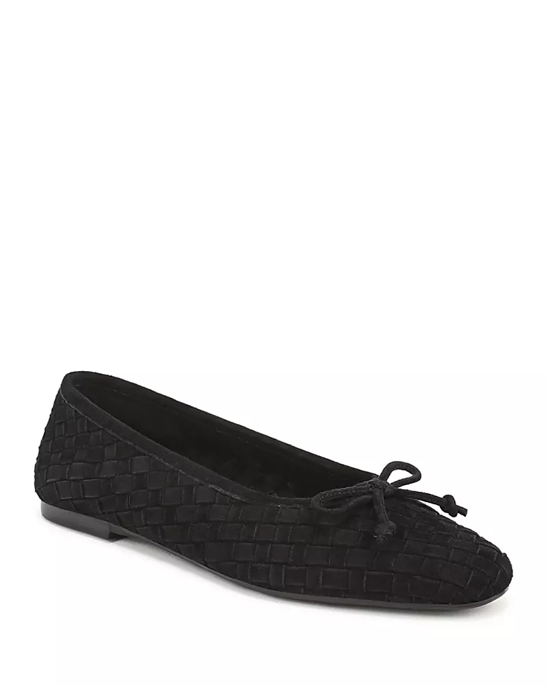 Sam Edelman Women's Ruthie Suede Bow Woven Ballet Flats