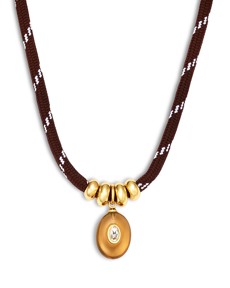 Aqua Crystal & Stone Cord Pendant Necklace, 16-18 - Exclusive In Gold