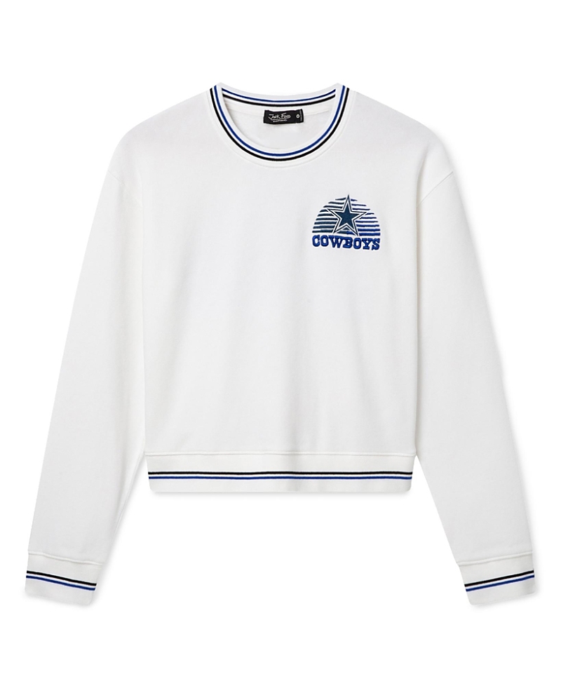Junk Food Clothing Women's Dallas Cowboys Cropped Striped Rib Fleece