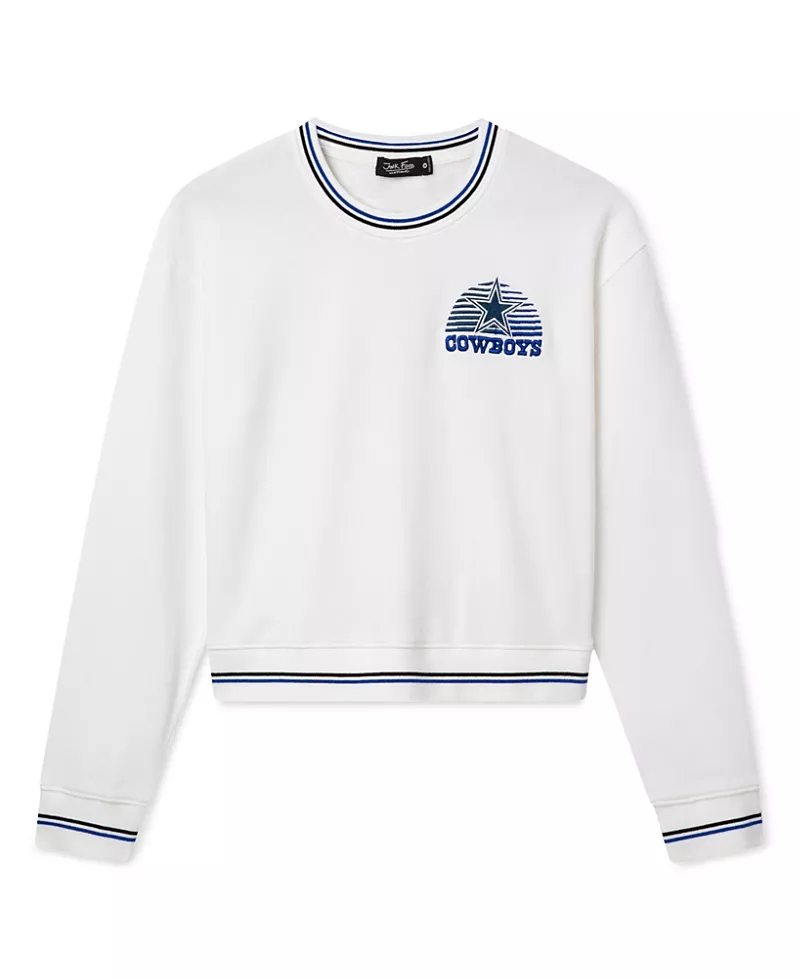Junk Food Clothing Women's Dallas Cowboys Cropped Striped Rib Fleece