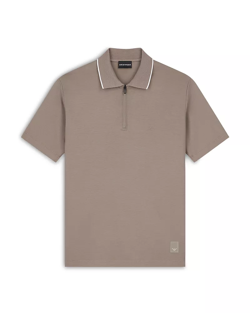 Emporio Armani Tipped Zip Polo Short