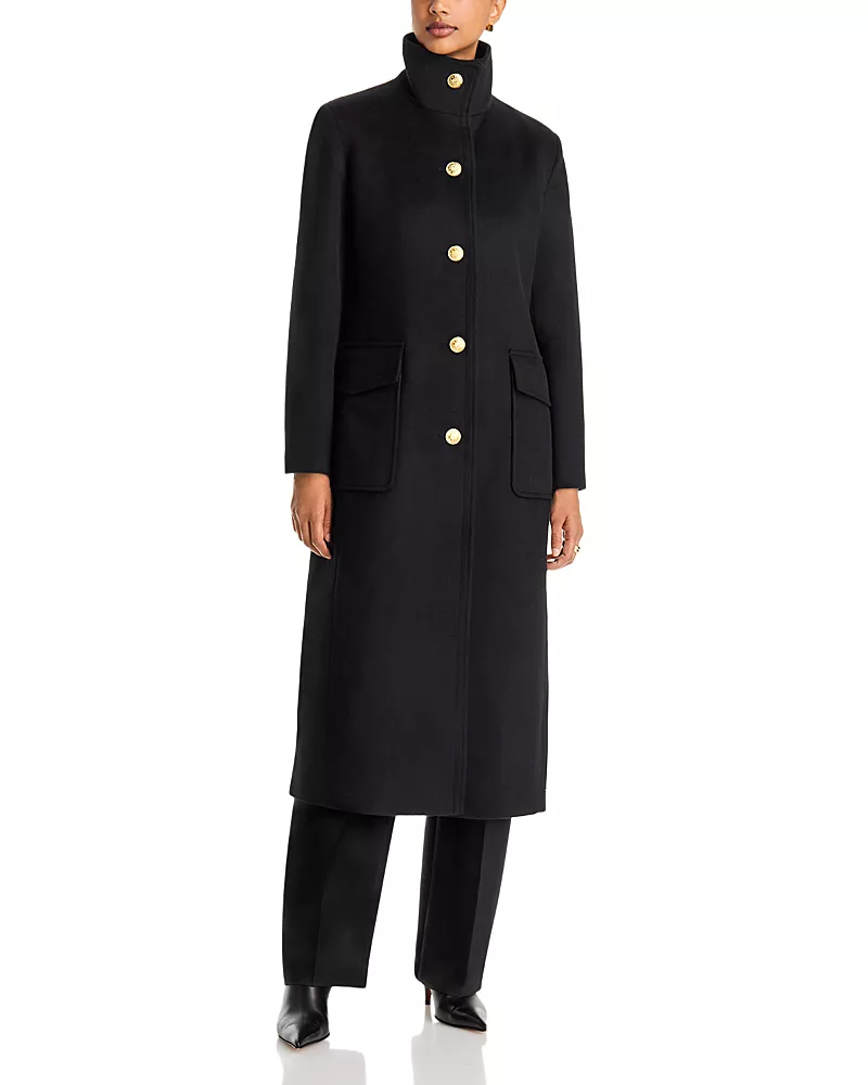Bernardo Stand Collar Button Front Coat