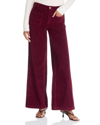 Cleo Corduroy High Rise Wide Leg Jeans in Cranberry