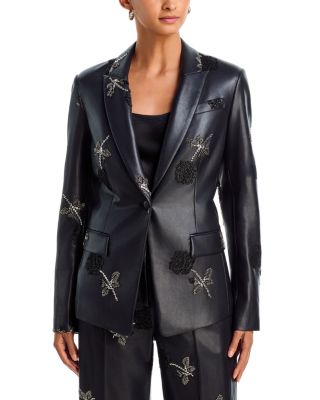 Avery Faux Leather Beaded Blazer