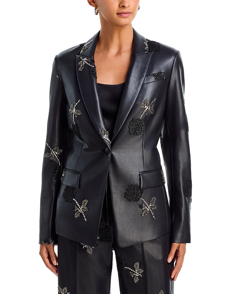 Milly Avery Faux Leather Beaded Blazer