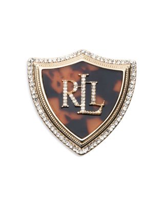 Pav&eacute; Logo Tortoise Shield Pin