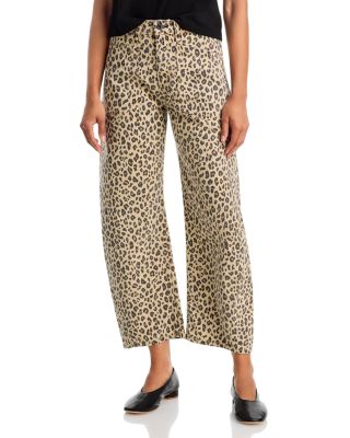 Twisted High Rise Barrel Jeans in Leopard