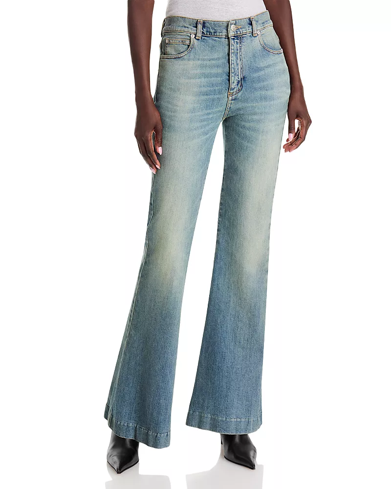 McQueen Cotton Stretch Flare Jeans in Bluette