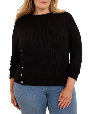 Side Button Waffle Knit Top