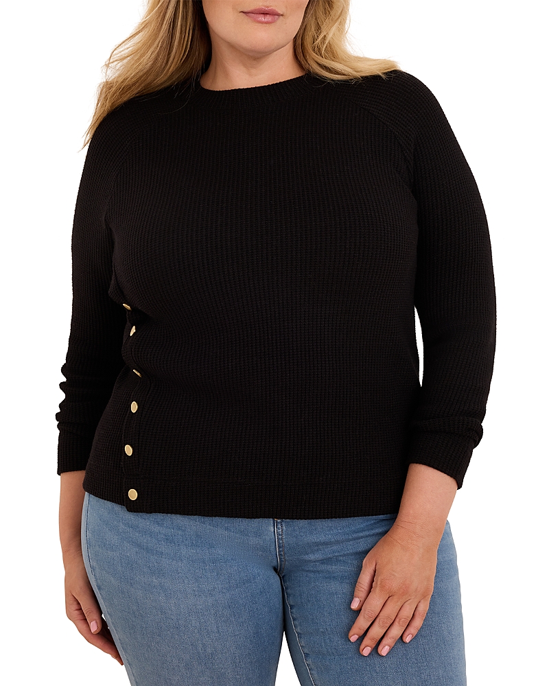 Nic+zoe Plus Side Button Waffle Knit Top