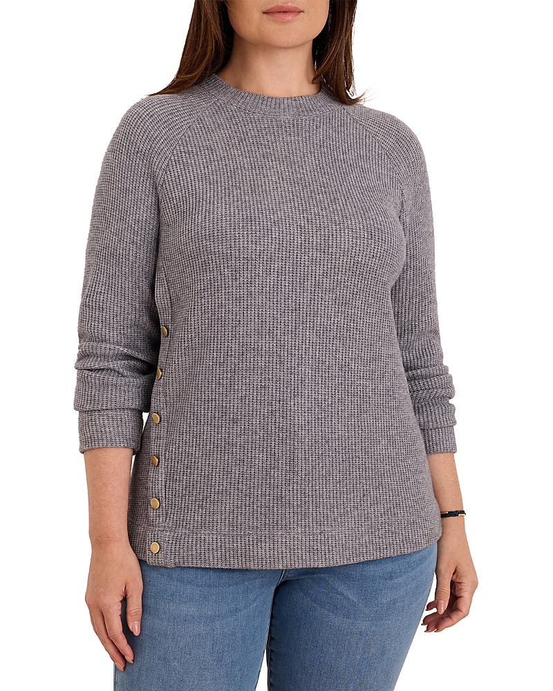 Nic+zoe Plus Side Button Waffle Knit Top