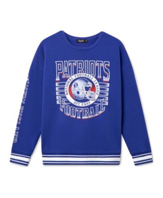  Unisex NFL New England Patriots Striped Rib Crew Fleece