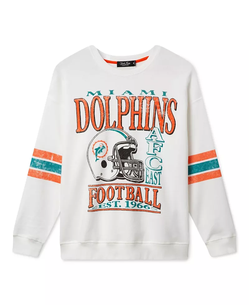 Junk Food Clothing Women's Miami Dolphins Oversized Striped Fleece