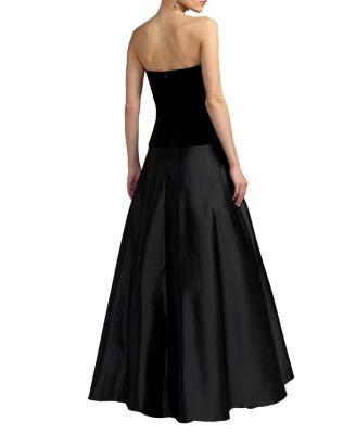 Strapless Velvet Gown with Bow Detail