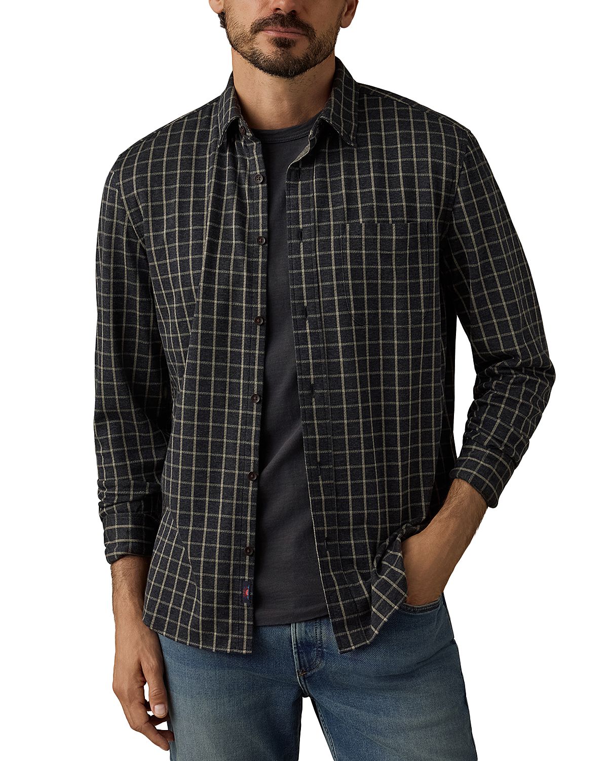 Faherty Coastline Knit Plaid Button Down Shirt