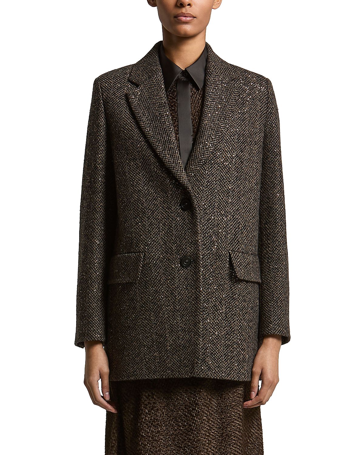 Peserico Wool Blend Sequin Herringbone Jacket