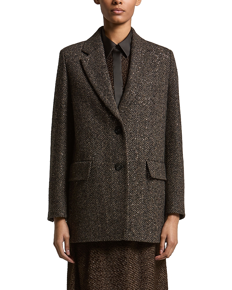 Peserico Wool Blend Sequin Herringbone Jacket