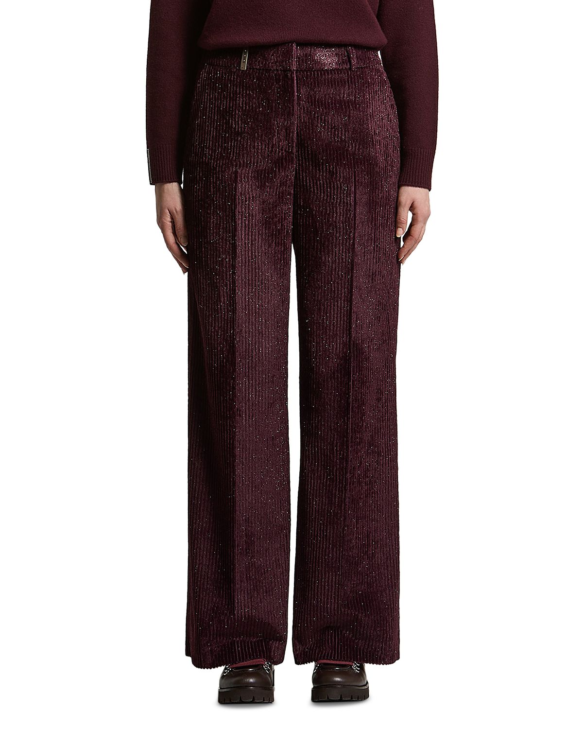 Peserico Wet Effect Corduroy Palazzo Pants