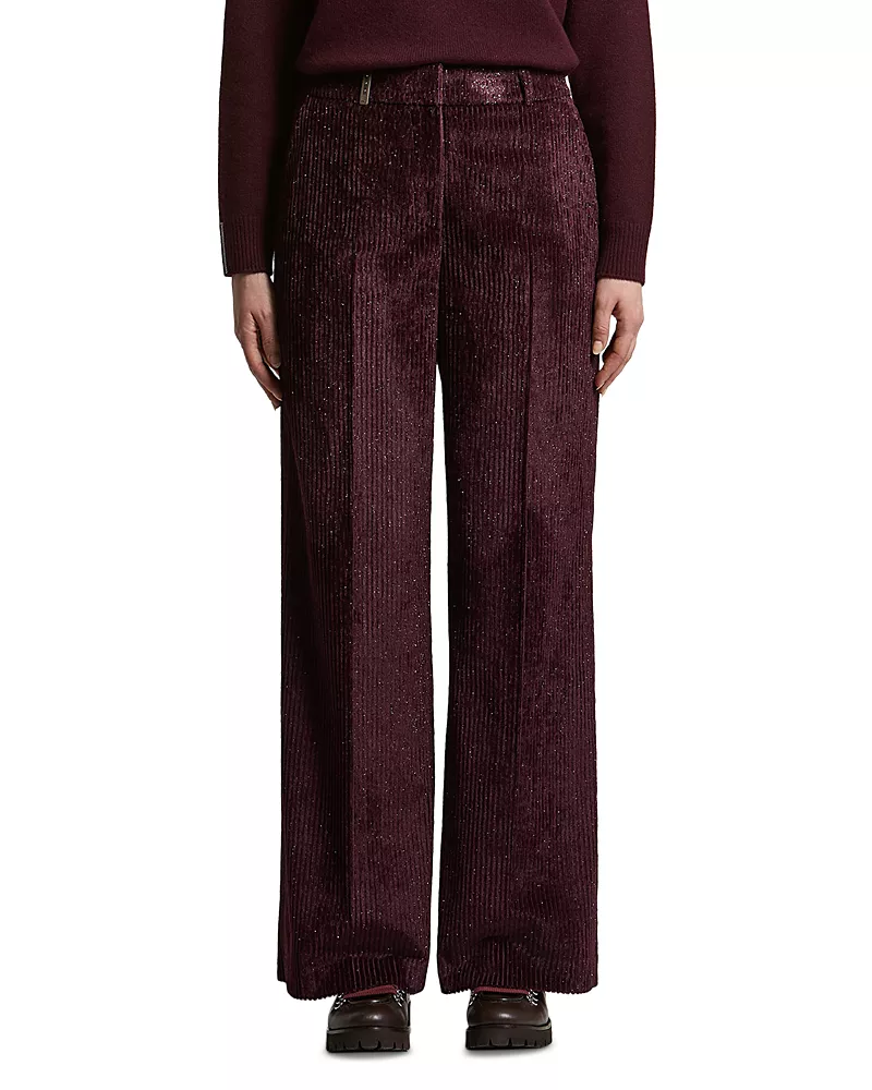 Peserico Wet Effect Corduroy Palazzo Pants