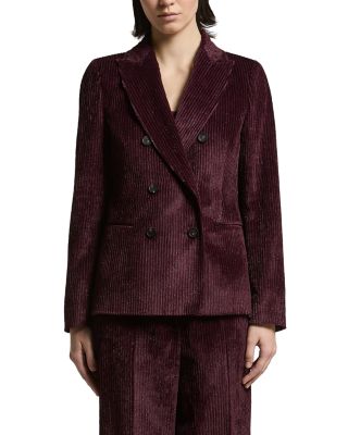 Wet Effect Corduroy Double Breasted Jacket