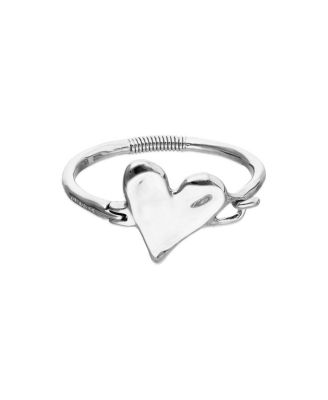  Sterling Silver-Plated Semi-Rigid Bracelet with Heart Detail