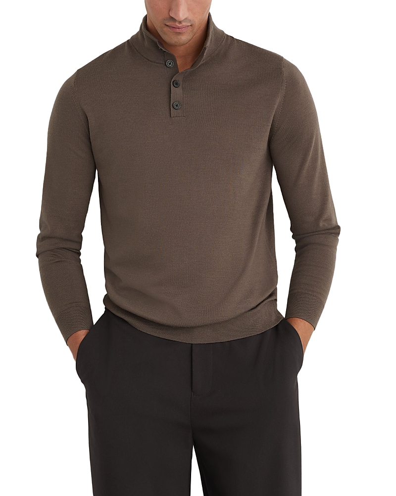 Reiss Farnham Merino Wool Long Sleeve Sweater Polo