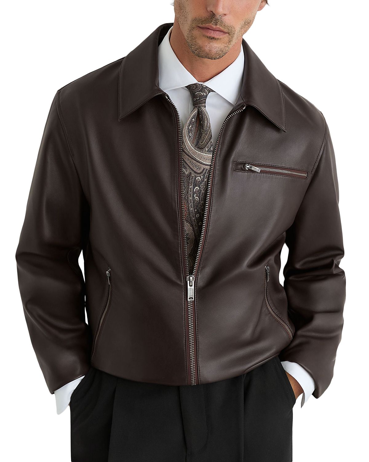 Reiss Strader Leather Jacket