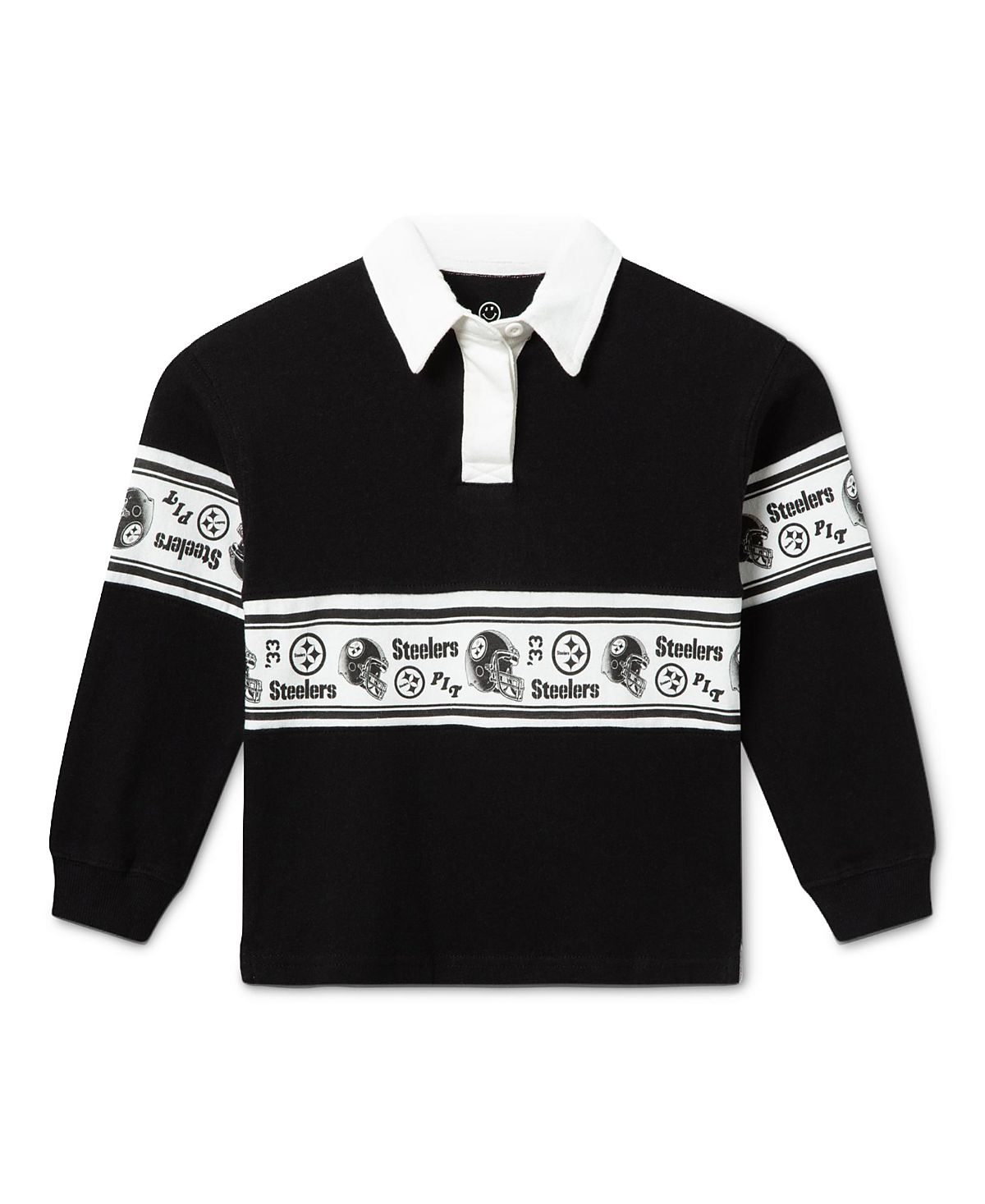 Junk Food Clothing Unisex Kids Pittsburgh Steelers Rugby Long Sleeve Polo - Little Kid, Big Kid