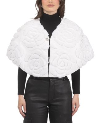  Select Shearling Lamb and Suede Floral Embroidered Stole Reversible to Wool and Cashmere Crafted by Loro Piana