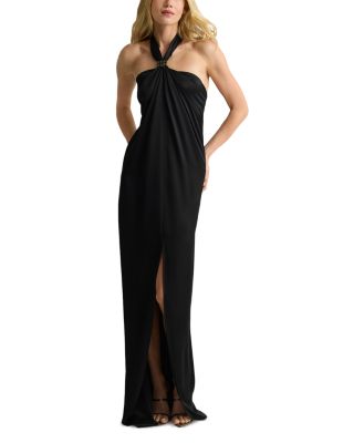 Halter Front Slit Maxi Dress