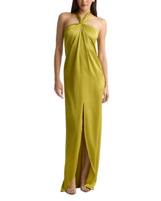 St. John Halter Front Slit Maxi Dress
