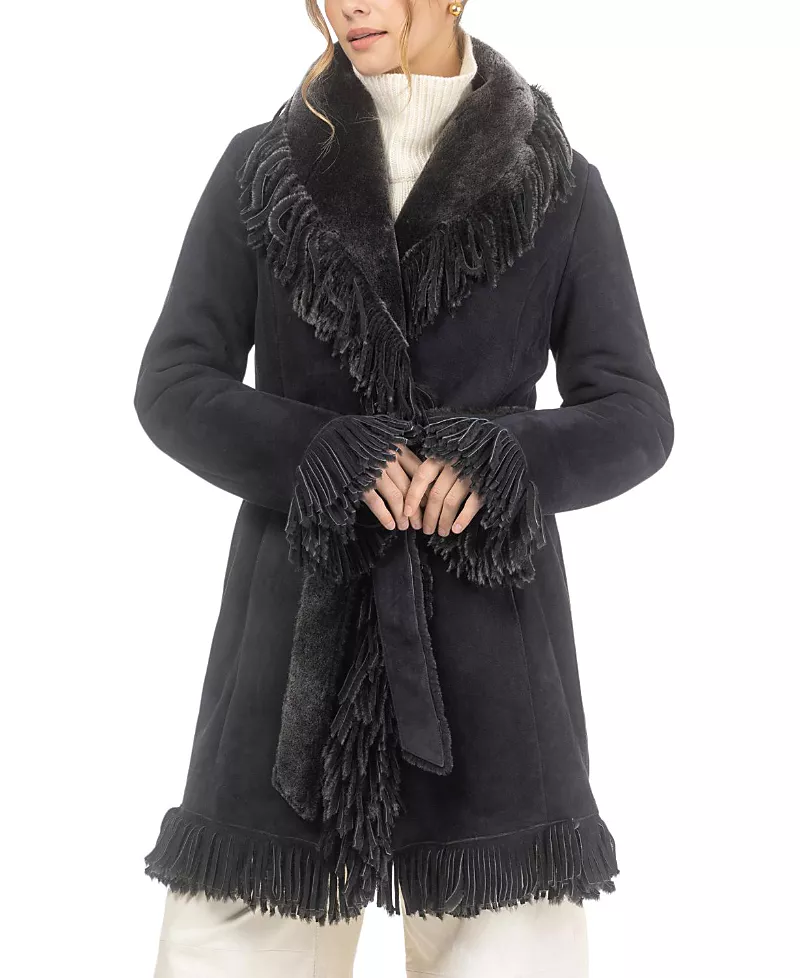 Gorski Merino Shearling Lamb Stroller with Fringes