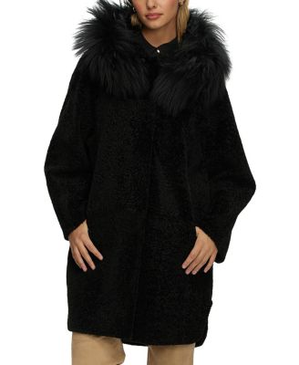  Reversible Shearling Lamb Stroller with Select Mongolian Lamb Hood Trim