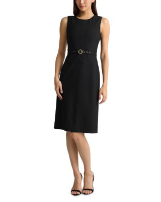 Belted Sleeveless Sheath Dress