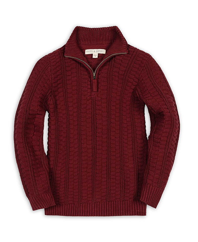 Hope & Henry Boys' Organic Half Zip Cable Pullover Sweater - Little Kid, Big Kid