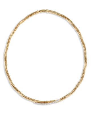 8K Yellow Gold Via Mercanti Diamond Twisted Tubogas Necklace,  0.36 tcw